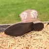 Botas Vaqueras Western Bordadas Marrones Retro Americanas para Mujer de Caña Alta para Motocicleta Punta Redonda Tacón Grueso Botas de Media Caña Ropa de Trabajo Retro