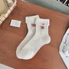 Calcetines de Dibujos Animados para Mujer, Estilo Escuela Japonesa, Calcetines Bordados de Animales de Media Pantorrilla, Delgados Estilo Verano, Lindos Calcetines Caídos con Borde Enrollado, Sin Costuras