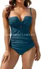 Traje de baño de una pieza para mujer Amazon Push-Up Cruzado Control de Barriga sin Tirantes de Soporte Adelgazante