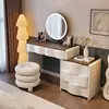 D05 Penteadeira e Guarda-roupa Integrados Quarto Moderno Simples Canto Penteadeira Estilo Creme Mesa de Cabeceira Retrátil Penteadeira