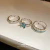 Anel Aberto com Renda e Gotejamento de Óleo Cravejado de Diamantes, Estilo Doce e Fresco, Anel para Dedo Indicador, Joia Versátil de Alto Padrão de Nicho para Mulheres