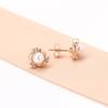 Pendientes clásicos sencillos de perlas artificiales de dos colores bañados en oro, elegantes pendientes de clip con diamantes a juego para mujer