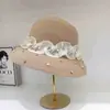 Sombrero de Paja de Verano Xiaohongshu para Viajes a la Costa y Vacaciones, Sombrero de Playa con Protección Solar y Lazo, Sombrero de Hada de Copa Plana, Moderno