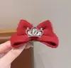 Pasador de Peluche con Lazo Nuevo Año para Niñas Pequeñas, Pinza para el Cabello Roja Festiva con Forma de Corona, Accesorio para el Cabello con Pinza Superior de Lazo