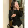 Camisa Chic de Estilo Coreano con Cordones Irregulares para Principios de Primavera