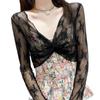 Chal Pequeño de Encaje Abrigo de Verano Nuevo para Mujer Combinación Versátil Suéter Corto de Malla Ropa Protectora del Sol Delgada Exterior con Tiras Falda