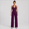 Conjunto de Chaleco de Yoga Cruzado con Cuello Halter y Escote en V con Copas Extraíbles, Chaleco Deportivo con Hermoso Diseño en la Espalda, Conjunto de Ropa Casual para Fitness y Yoga