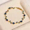 Pulseira de cristal com folhas e pétalas multicoloridas, moda transfronteiriça mais vendida, acessório de mão em camadas com folha e tulipa, luxo leve
