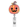 Porta-credencial retráctil de acrílico con diseño de arcoíris y Halloween, clip de insignia de fantasma lindo para trabajadores de la salud