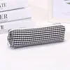 Bolsa de Maquiagem Xadrez Estilo Coreano Bolsa Simples de Armazenamento em Grade Organizador de Maquiagem Portátil Estojo de Lápis para Material Escolar Estudante logo