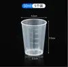 Taza medidora pequeña de plástico con marcas de escala para uso doméstico, Taza medidora pequeña para bebé con tapa, Contenedor 5ml 10ml 50ml 100ml