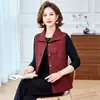 Chal de primavera y otoño para madre, chaqueta sin mangas de talla grande con cuello de solapa y estampado de jacquard, adecuada como prenda exterior, chaleco para mujeres de mediana edad y mayores