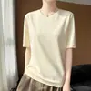 Suéter de Punto para Mujer de Algodón Puro, Manga Corta, Cuello Redondo, Color Sólido, con Costura Central Trasera, Nueva Colección Otoño/Invierno 2026