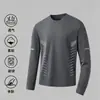 [Envío Rápido] Camiseta de Manga Larga para Hombre, Ropa Interior de Otoño para Hombre, Corte Holgado, Capa Base Elástica, Camiseta Estampada para Hombre