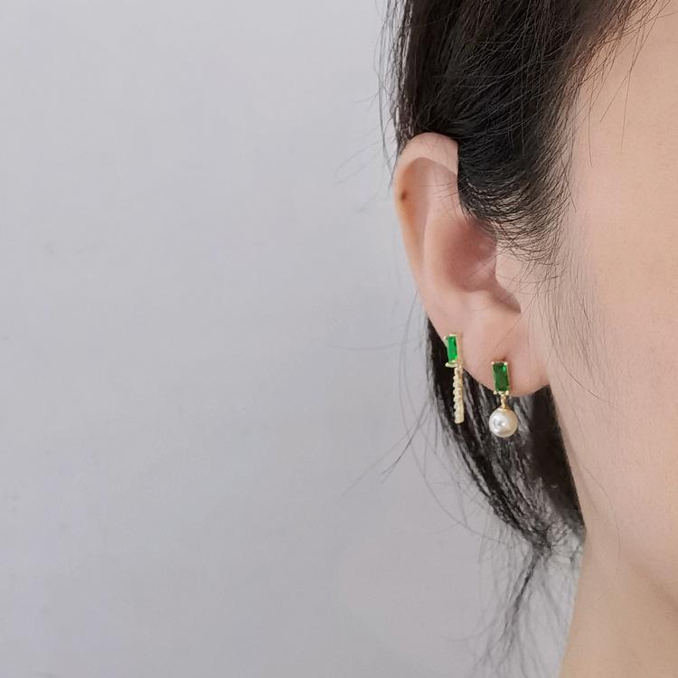 ED803243祖母绿珍珠耳钉AB款