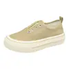 Tênis de lona estilo Chanel, sem cadarço, com sola grossa, calçados casuais versáteis, sapatos brancos respiráveis, tênis de bico redondo para mulheres, novos modelos de primavera e outono