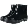 Botas de lluvia para hombre con forro de polar, zapatos impermeables de caña alta, botas de lluvia de caña media para hombre, zapatos de goma antideslizantes de caña alta para trabajo en cocina, zapatos para pescar y lavar el coche