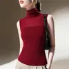 Top de tirantes de malla negro de cuello alto para mujer, nuevo top sin mangas para primavera y otoño 2026, adecuado tanto para llevar solo como debajo de otra prenda, corte ajustado, ligero, con un toque de alta gama