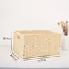Cesta de Almacenamiento Tejida Caja de Almacenamiento para Escritorio Mesa de Café Caja de Almacenamiento para Ropa y Cosméticos Caja de Almacenamiento de Cesta de Ratán