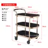 Carrito de Comida Móvil de Lujo Ligero Comercial Ruedas Engrosadas de Acero Inoxidable Carrito de Servicio Manual para Hotel Salón de Belleza Bebidas