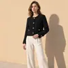Casaco de Lã Feminino Casual Solto de Botão Único com Gola Lapela Outono/Inverno 2026 com Blusa Fina de Seda
