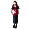 Ropa de Maternidad 2026 Otoño/Invierno Nueva Moda Dibujos Animados Pony Navidad Rojo Año Nuevo Conjunto de Maternidad