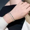 Pulsera de Diamantes Completa 3 Diamantes Diamante Verde Diamante Azul Diseño Avanzado de Nicho Oro de 18 Quilates Plegable Ligera de Lujo Ins Joyería Retro