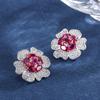Joyería Zhuang Shengsheng Pendientes Elegantes para Mujer Tesoro de Color Pendientes Europeos y Americanos con Simulación de Hemoglobina de Paloma Flor Pendientes con Forma de Flor