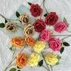 Rosa artificial de tres cabezas con diseño de ciruela, ideal como accesorio de pared para bodas, hecha a mano, con flores falsas, para decorar el hogar.