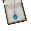 Conjunto de anéis de água-marinha mais vendido em live do TikTok, moderno e elegante, pingente de colar oval e brincos de diamante integral de alta qualidade