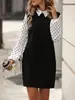 Vestido Largo de Manga Larga con Lunares y Bloques de Color Elegante Ceñido a la Cintura Adelgazante, Moda Femenina Transfronteriza Europea y Americana Otoño 2026
