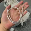 Perlas de agua dulce casi redondas de 5-6 mm cuentas naturales producto semiacabado diy un hilo de unos 39 cm de largo alrededor de 70 cuentas