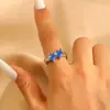 Anillo Personalizado de Estrella de Cinco Puntas con Goteo de Aceite de Colores para Mujer Moda Transfronteriza Diseño de Nicho Anillo Abierto de Estrella de Gama Alta