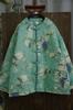 Invierno Grueso Ramio Estampado Cuello Acolchado Algodón Chaqueta Cuello Hebilla Vintage Enrollado Estilo Chino Chaqueta Algodón 201060