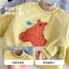 Moletom Infantil de Desenho Animado, Esquerda e Direita, Estilo Coreano de Inverno para Meninos, Gola Meio Alta, Suéter Grosso, Roupa de Inverno para Bebê