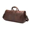 Bolso de Viaje de Cuero Crazy Horse León de Acero de Gama Alta Original Hecho a Mano de Cuero Genuino Bolso Cruzado de Hombro para Hombre