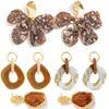 Pendientes de Botón Florales Degradados Estilo Vintage Transfronterizos Europeos y Americanos para Mujer, Pendientes Geométricos Minimalistas Huecos Exagerados Estilo Ins