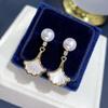 Pendientes de Plata de Ley 925 de Venta Caliente de Otoño con Perlas Blancas Naturales de Agua Dulce, Estilo Vintage de Concha Pequeña, Pendientes de Lujo Ligero para Mujer