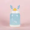 Copo de Vidro Criativo com Design de Veado, Copo Pequeno Estiloso Q para Água, Copo de Vidro Plástico Fofo de Desenho Animado para Escritório, Copo de Presente