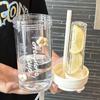Vaso Explosivo de Mano para Agitar Tono Mismo Estilo Vaso para Té de Frutas Vaso de Plástico Portátil con Colador de Té Vaso de Agua Simple para Estudiante Vaso con Tubo de Succión