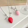 Collar con Colgante de Borla de Cristal de Perla de Fresa de Diseño de Nicho, Sencillo y Elegante, Cadena para Suéter Estilo Ins, Casual y Versátil