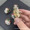 Anillo de jade de perla barroca natural, moda personalidad, joyería de diamantes de punta de lujo ligero europeo y americano, anillo de alta gama