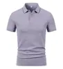 230g 40s Fio Duplo Solona Camisa Polo Manga Curta Lapela Logo Estampado Versátil Roupa de Trabalho Unissex