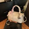 2025 Novo Estilo Bolsa Pequena Feminina Simples para o Trabalho Tendência Bolsa Transversal Fashionável Retrô Portátil Bolsa Boston Estilo Ocidental