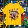Pizzy's Parlor Dibujos Animados Niños Verano Manga Corta Estilo para Niños Transpirable Suezy Restaurante Suelta Cuello Redondo Camiseta