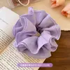 Goma de pelo extra grande morada suave para mujer, adecuada para coletas bajas, con un diseño suave y elegante