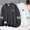 Moletom masculino para outono e inverno, gola redonda, forrado com fleece, pulôver, manga longa, caimento solto, casual, peça versátil para homens