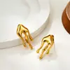 Moda Cruzada Europeia e Americana Ouro 18k Aço Inoxidável Dourado Lava Gota d'Água Pérola Líquida Brincos Irregulares