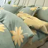 Ropa de cama de algodón cepillado grueso de cuatro piezas, edredón nórdico de algodón puro, sábana, juego de invierno de tres piezas