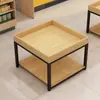 Expositor de prateleira central, armário de exposição multicamadas, expositor de lanches e frutas para supermercado e loja de conveniência, formato quadrado